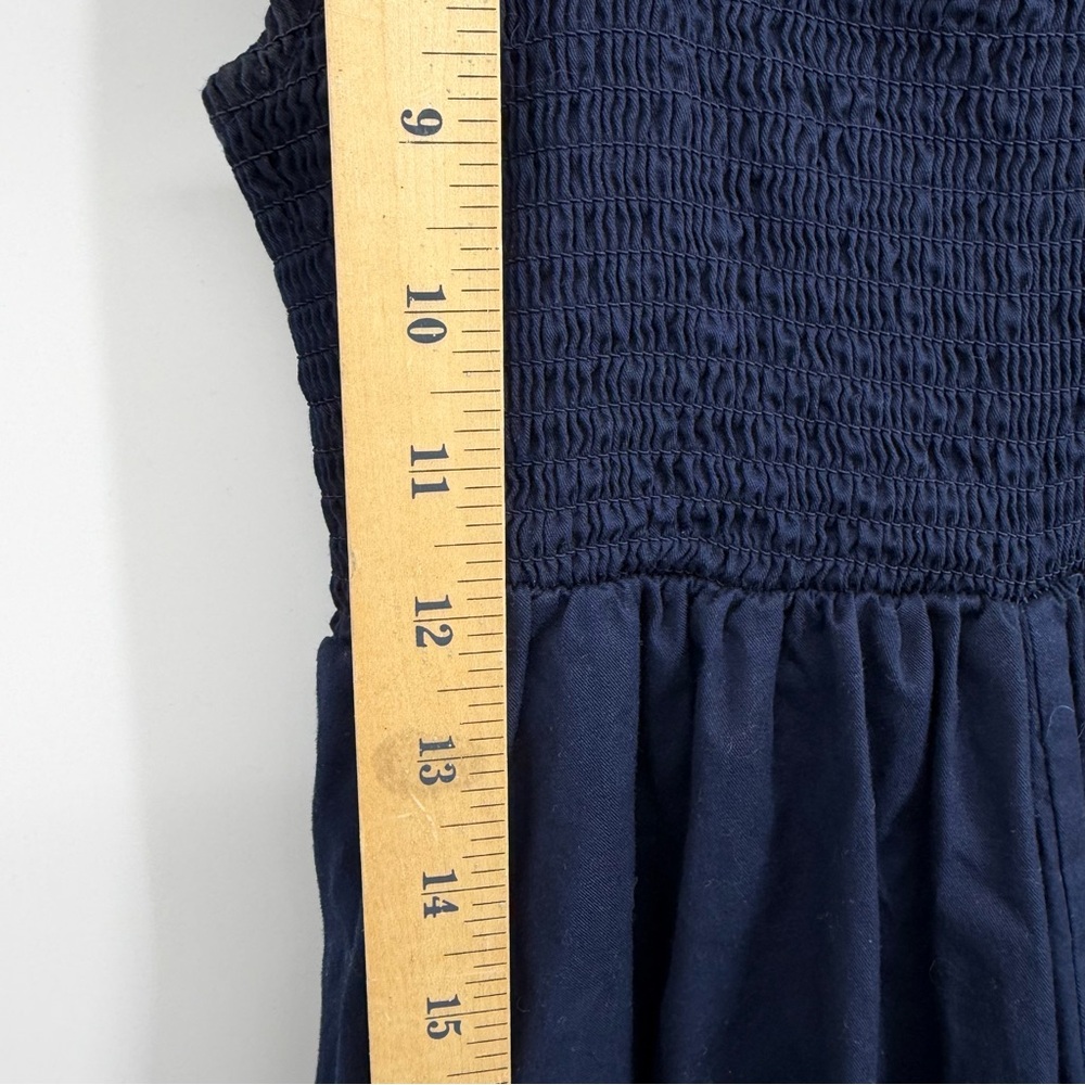 Petite Plume Navy blue Twill Margaux Dress in 100% cotton ruffle sleeves sz S - Picture 8 of 13